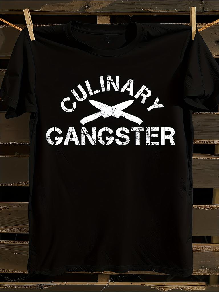 Funny Culinary Gangster Chef T-Shirt Mens Tshirt Womens Tshirts with Letters Print Short Sleeves T-Shirt Casual Street Tee Shirt Top