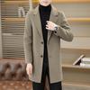 Men's Mid-Length Double-Sided Wool Cashmere Coat - Slimming Business Trench for Autumn and Winter