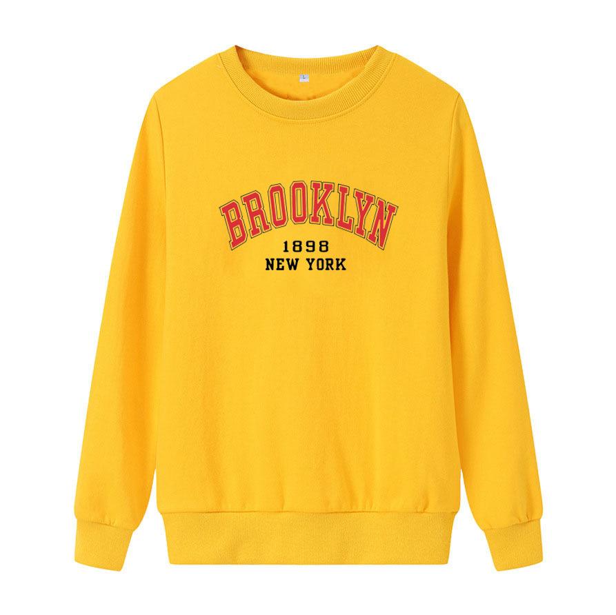 Autumn/Winter Women's Casual Sweatshirt: Round Neck, Long Sleeves, Letter Print, Fleece-Lined