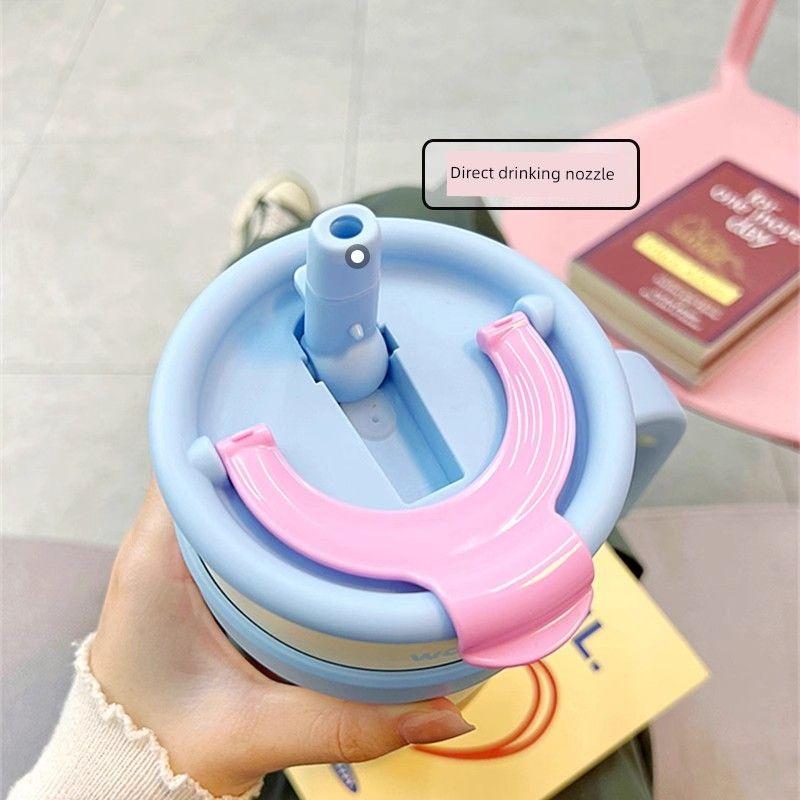 German Canim Kalse [Cartoon Drinking Cup] Good-looking Large Capacity Vacuum Cup Women's Double Drink Straw Cup