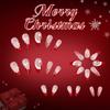 Festival French Press On Nail 24Pieces Red Striped Glitters Snowflakes Artificial Nail For Holiday Celebration
