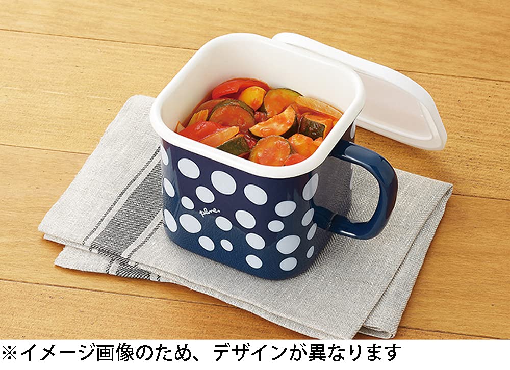Tamahashi Storage Container Square Pot Enamel 1450ml Fire Compatible Made In Japan Prune White Red Strawberry IH/Gas YJ-819