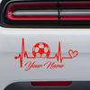Heartbeat Soccer Ball Car Sticker for Vehicle Sporty Vinyl Decal for Motorcycle Waterproof Scratch Cover for Bumper