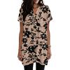 Women’s V Neck Vintage Floral Print Short Sleeve Pullover Top with Pockets Loose Fit Comfortable Design
