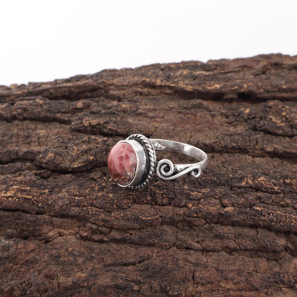 Black Rhodonite Gemstone Jewelry, 925 Sterling Silver Ring Handmade Dazzling Silver Ring For Wedding Gift