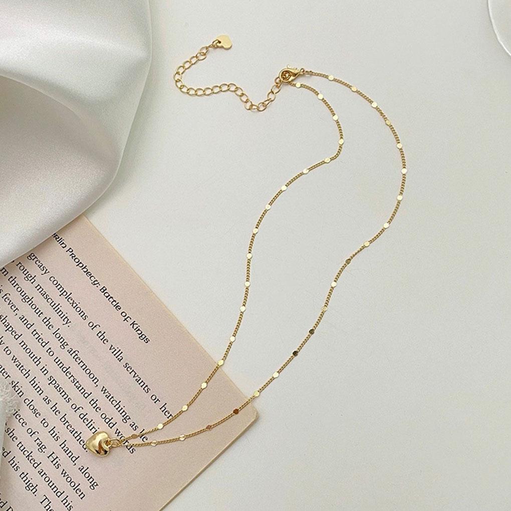 Women Copper Necklace Clavicle Chains Heart Pendant Fashion Decor Adjustable Ornaments Ladies Jewelry Dating Party Gift