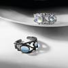 Cross Hand Black & White Moonstone Couple Rings - Retro European American Style for Men & Women