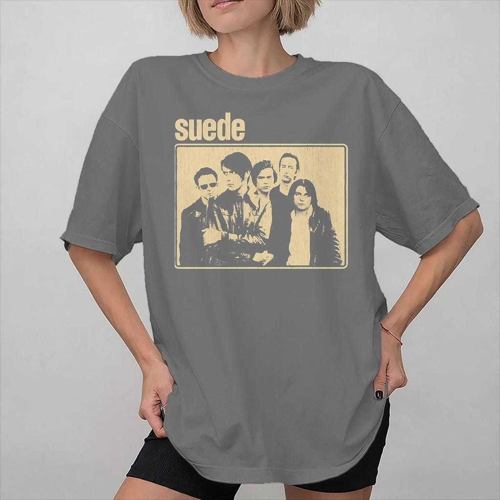T-shirt Moda Suede band rock per Unisex Cotone Puro Maglietta Manica Corta Top