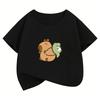Trendy Kawaii Capybara Printed Design T Shirts Capibara Kids Children's T-shirt Boys Girls Summer Spring Casual Top Tee