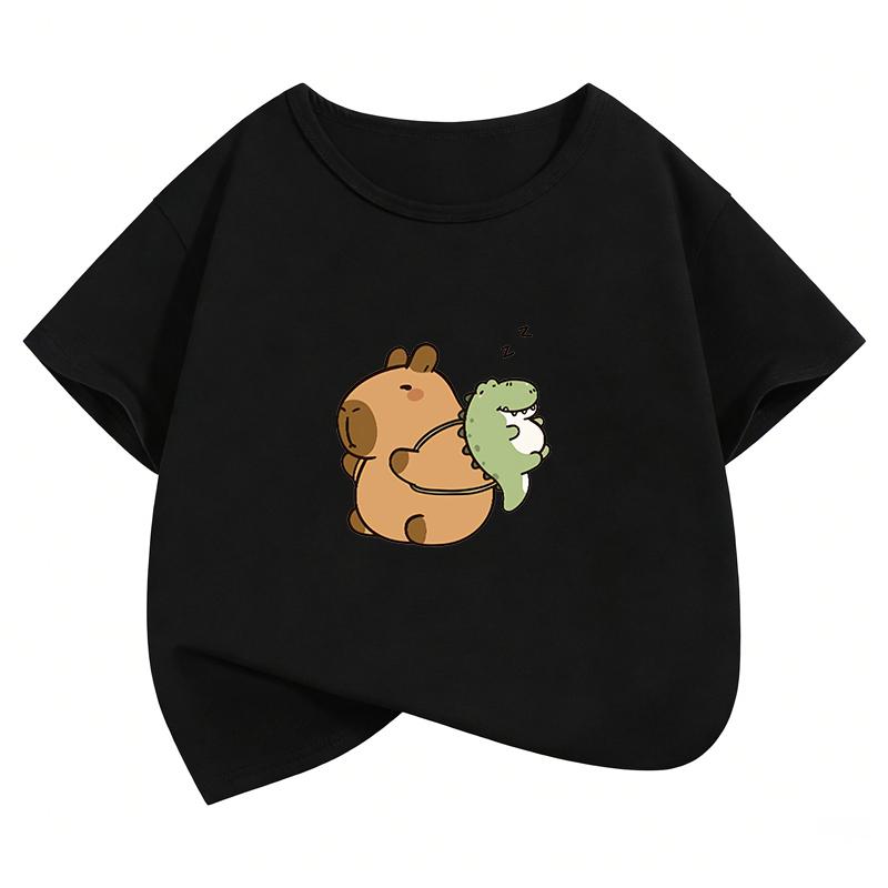 Trendy Kawaii Capybara Printed Design T Shirts Capibara Kids Children's T-shirt Boys Girls Summer Spring Casual Top Tee