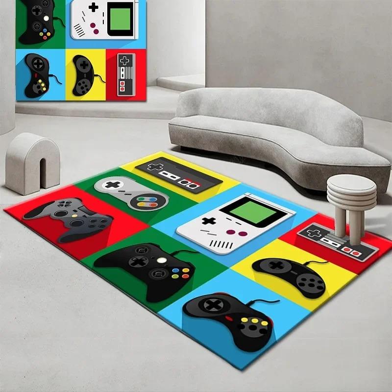 Gamepad Pattern Carpet for Living Room Bathroom Decoration Non-Slip Game Controller Large Area Rug Bedroom Play Room Floor Mat