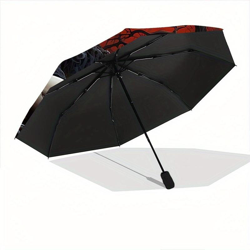 1pc Moonlit Skull amidst Twisted Trees Automatic Folding Umbrella - 3 Folding Design, Vivid Cartoon Pattern, Suitable for Outdoor Activities, A G