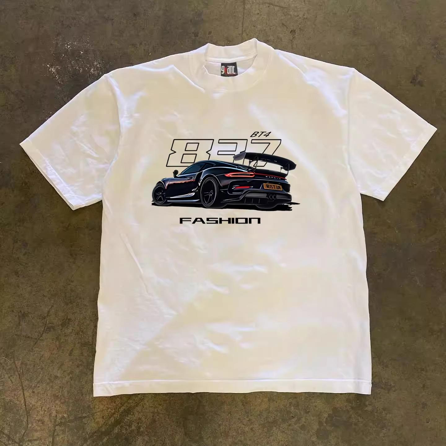 2026 Summer Americanstyle Street Car Racing Print Unisex Unisex Oversized Shortsleeved Tshirt Unisex Casual Fashion Top S