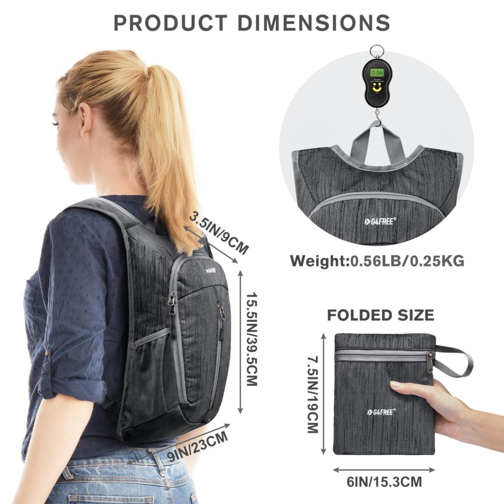 G4Free 10L Hiking Backpack, Compact Travel Hiking Daypack, Lightweight Packable Backpack, Casual Foldable Bag for Light Walking and Running