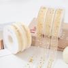 10Yards/Roll Gold Foil Snow Yarn Silk Ribbons DIY Craft Hair Bows 2.5cm Printed Organza Ribbon for Gift Wrapping
