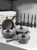 12-Piece Non-Stick Cookware Set Deep Frying Pan with Lid Cooking Pot Set Stackable Pot Set for All Types of Cooker