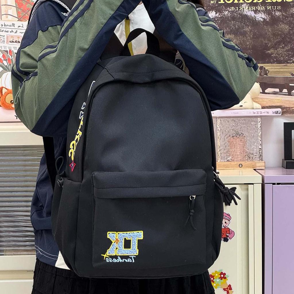 Schoolbag Junior High School Student Schoolbag Women's Trend Letters Large Capacity Leisure Travel Backpack New College Student Backpack Men