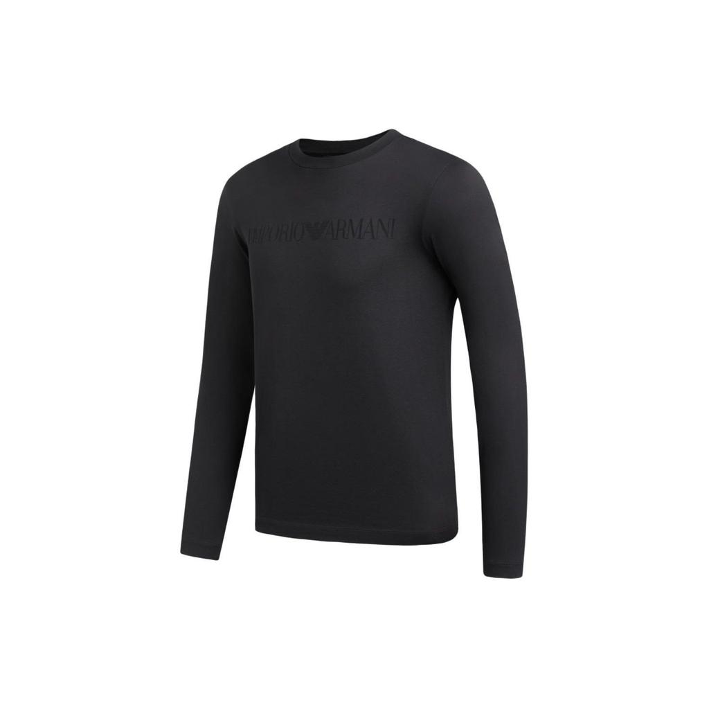 Emporio Armani Ss24 Logo Letter Print Crew Neck Long Sleeve T-Shirt Men tops Black 8N1TD71JGYZ0021
