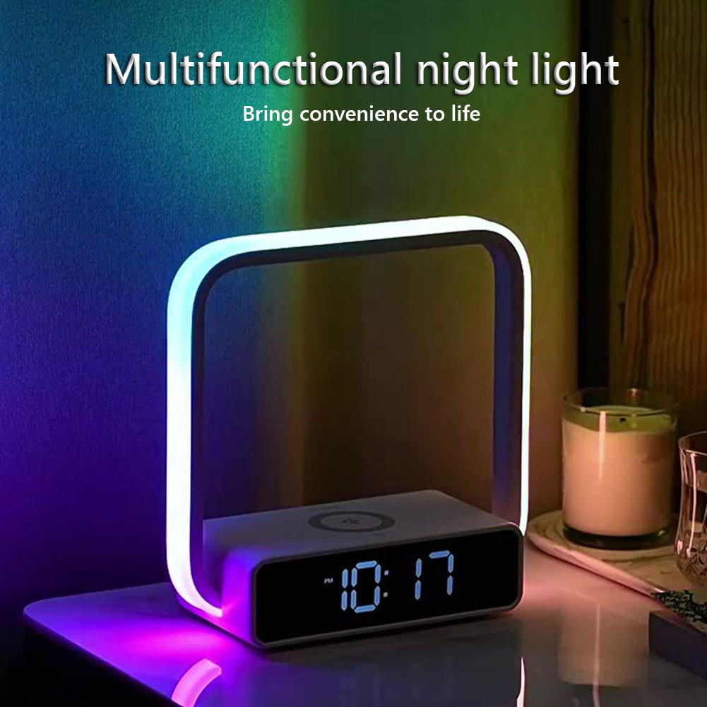 Bedside Lamp with Alarm Clock 3 Color Modes Touch Lamp with Wireless Charger Touch Night Light for Bedroom Office and Home Decor