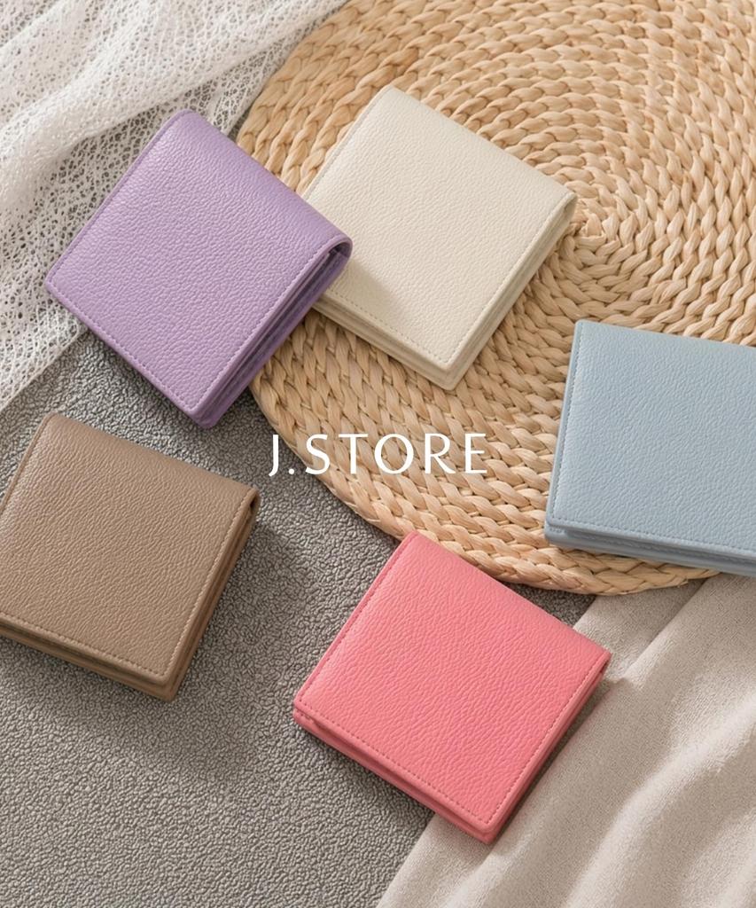 Small Card Coin [J.STORE] Bi-fold Wallet, Slim, Lightweight, Wallet, Slots, Purse, Simple, Pastel, Unisex, Purple, 6S-J16-PU