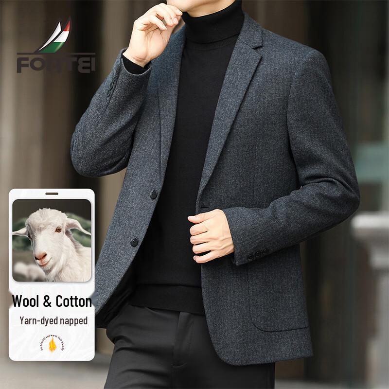 Мужской блейзер Futing из смесовой шерсти, простой в уходе, в стиле business casual 2XL 54