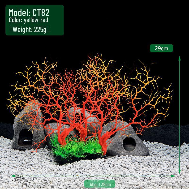 Plastic Coral Tree Aquarium Decoration - Simulation Iron Tree for Fish Tanks (Model CT82)