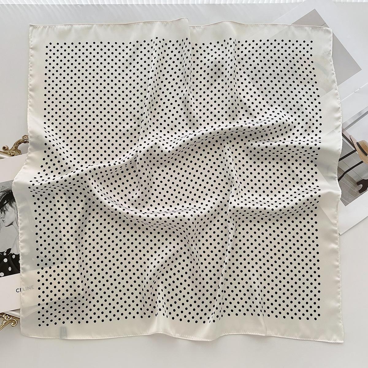 

Black And White Simple Polka Dot Simulation Silk Scarf Women S Summer Versatile Headscarf Tied Hair And Waist Decoration Fashionable Casual Square 66cm