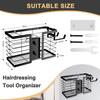 2Pcs Heat-Resistant Hair Tool Organizer, 3-in-1 Metal Wall Mount Holder for Blow Dryer Flat Iron Curling Wand, Bathroom Storage