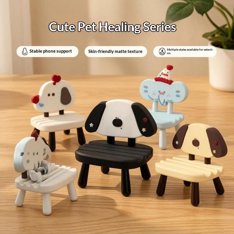 Cartoon Chair Shaped Phone Holder 1Pc Stable Non-Slip Skin-Friendly Matte Stand for Mobile Phone Video Calls Live Streaming