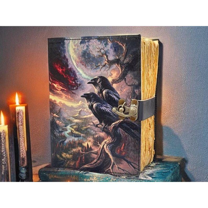 

Raven Leather Journal: Vintage Grimoire Book of Shadows 7 x 5 inch