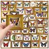 52 Retro Butterfly Stickers Pack Waterproof Transparent PET Hand Account Butterfly Material Decorative Guitar Notebook