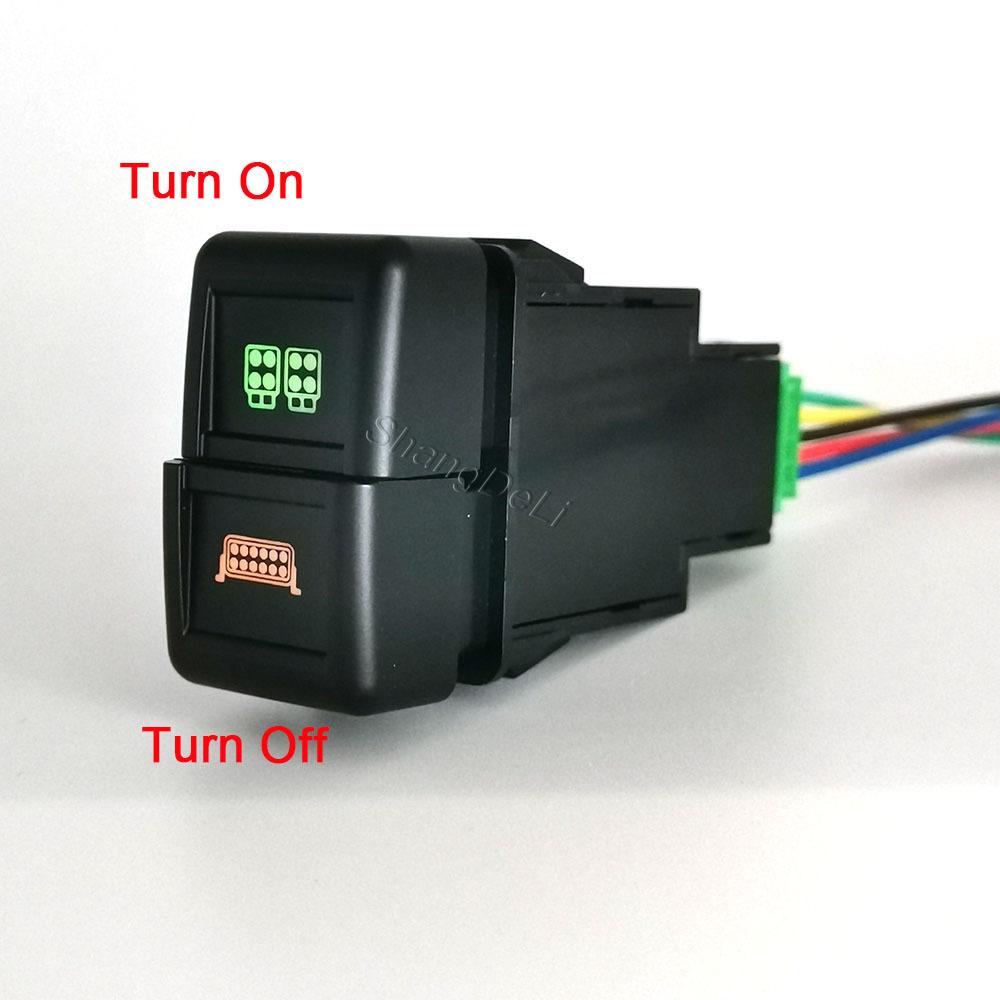 1 Stück Doppeltaster Schalter Passend für ISUZU 700P Auto Nebelscheinwerfer LED Tagfahrlicht Scheinwerfer Radar Schalter mit Kabel Auto Innenzubehör