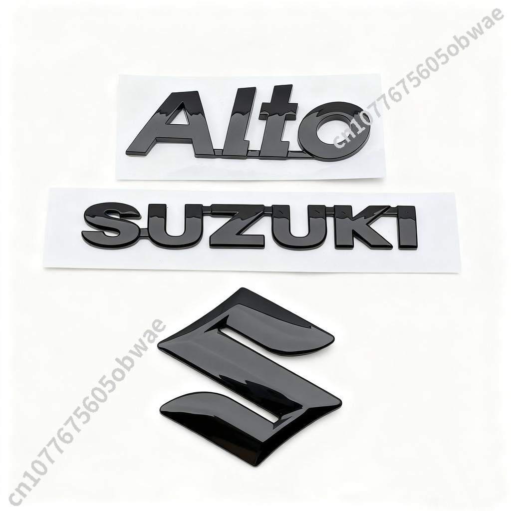 For SUZUKI ALTO Front Rear Car Emblem Badge Logo Black Glossy Auto Sticker Accessories Universal Rear Trunk Badge Logo