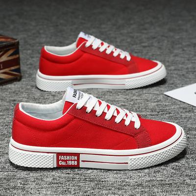 Gran oferta de zapatos de lona rojos de moda para hombre, zapatillas clásicas de lona de caña baja para hombre, zapatos de skate Harajuku Hip Hop, zapatillas informales para hombre