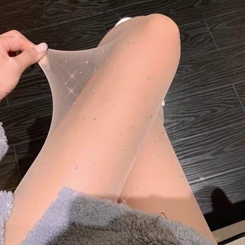 

Сверкающие бриллиантовые чулки: Сексуальный, сладкий, тонкий белый шелк, анти-крючок, блестящий черный One Size