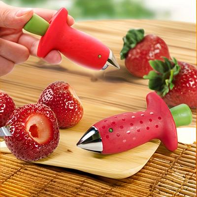 1 pezzo Rimuovi foglie di frutta Sgusciatore per fragole Metallo Gambi di pomodoro Rimuovitore in plastica Gadget Sgusciatori per fragole Gadget da cucina