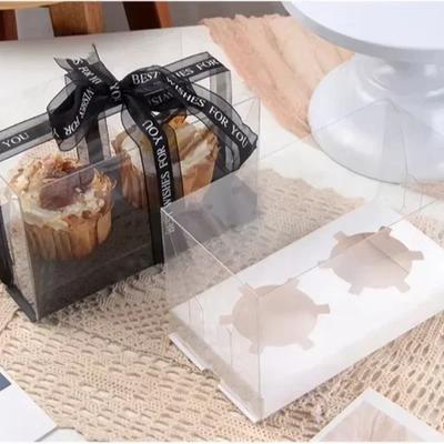 10 Sets of Transparent Paper Cup Dessert Packaging Boxes 2/4/6/12 Hole Cake Pastry Packaging Supplies Square Baking Dessert Box
