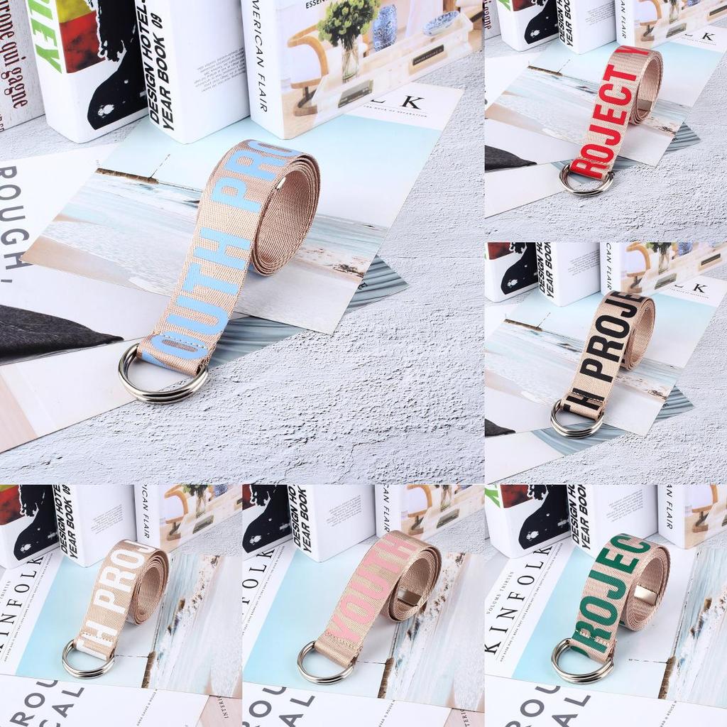 Trendy Ladies Woven Belt With Iron Buckle And English Letter Design For Daily Use