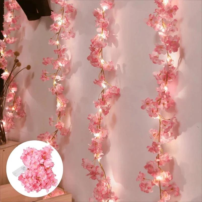 2M 20LED Flower Vine String Lights Cherry Blossom Garland Fairy Lights for Wedding Party Home Bedroom Decor