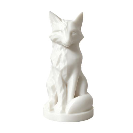 Geometric Faceted Fox Figurine, 3D Printed Sitting Fox Statue, Modern Art Fox Sculpture, Collectable Desktop Ornament for Home Table Shelf Decor белый