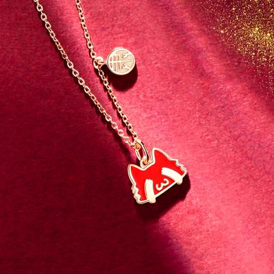 Temperature and Color Change Palace Royal Cat Necklace for Women, Japanese and Korean Simple Collarbone Chain Necklace