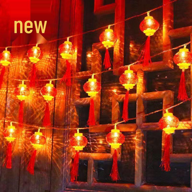 Solar Red Lantern Crystal String Lights - Outdoor New Year Garden Decoration Atmosphere Pendant Lights