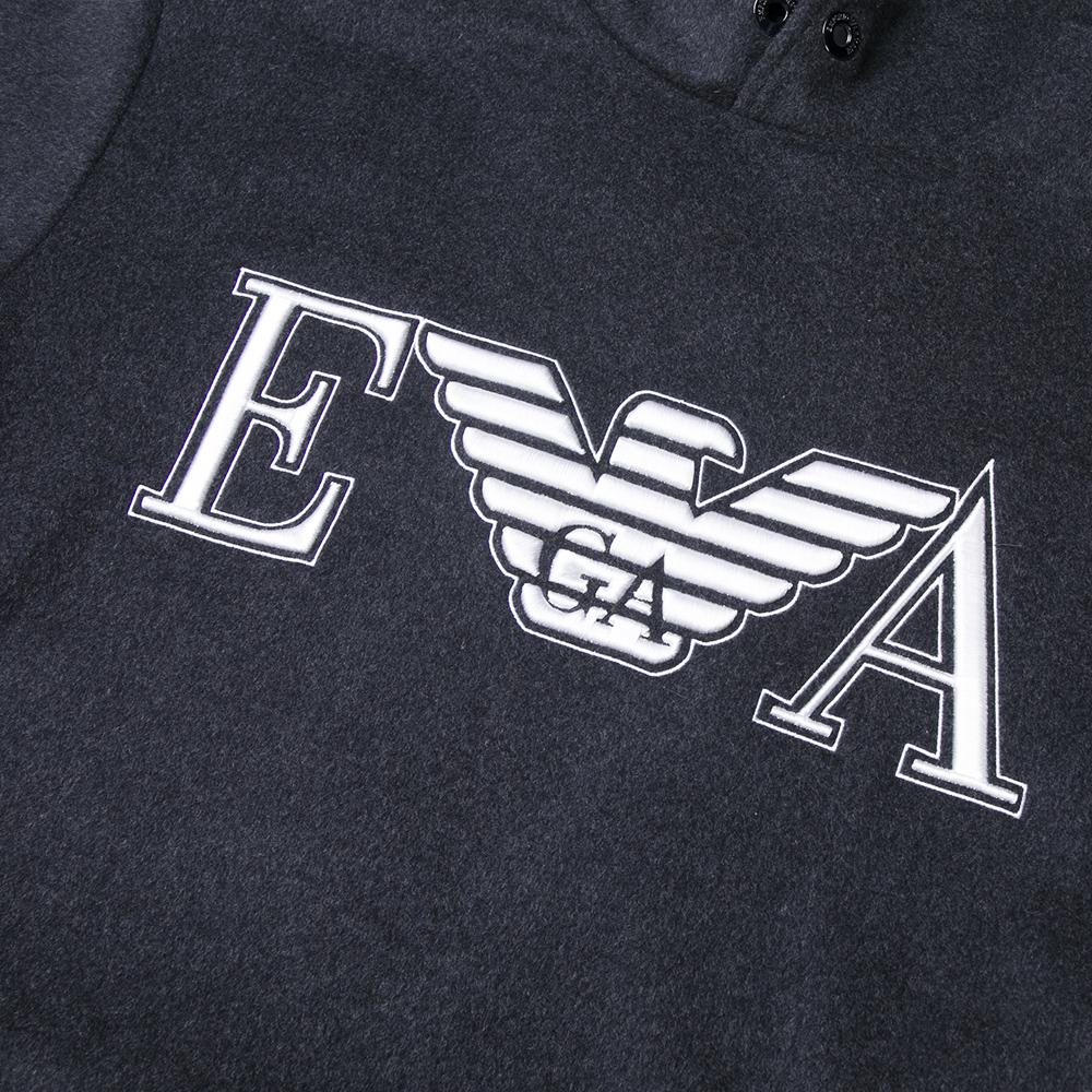 Emporio Armani Logo Embroidered Hooded Long Sleeve Sweatshirt Men Sweatshirt Dark-Gray 6H1M81-1NXQZ-0664
