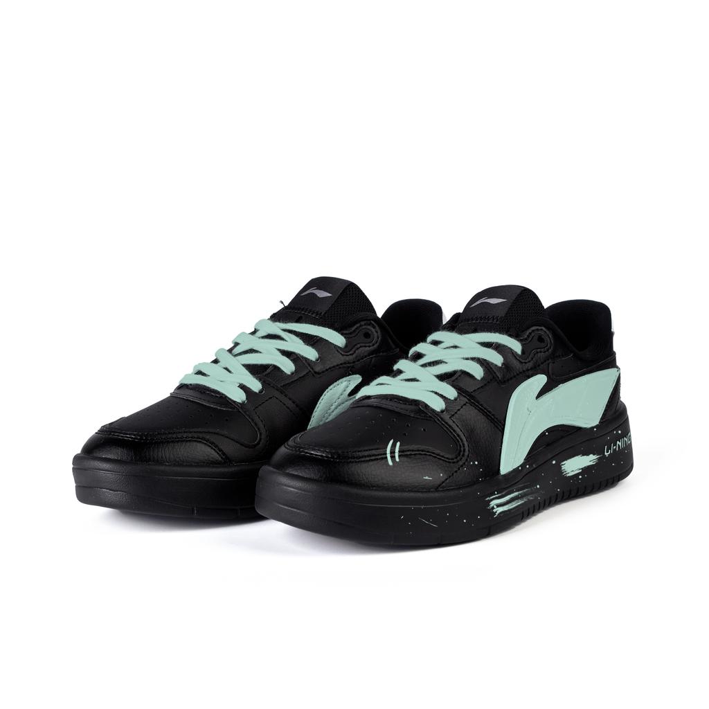 Li Ning Slip Resistant Cushioning Abrasion Resistant Low top Skateboard Shoes Men's Black Green AGCU515-5(Team345-)