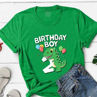 Kindergeburtstagsnummer Cartoon Dinosaurier T-Shirt Kinder Alles Gute zum Geburtstag Comic Geschenk Kurzes T-Shirt Jungen Mädchen Tier Lustiges Geschenk