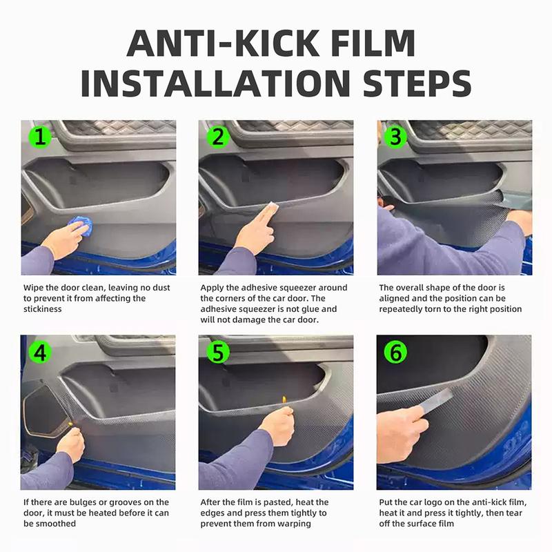 Door Anti-kick Pad for Ford Mustang Mach-E    2024 2025 LHD RHD Car Leather Carbon Mat Interior Trim Accessories