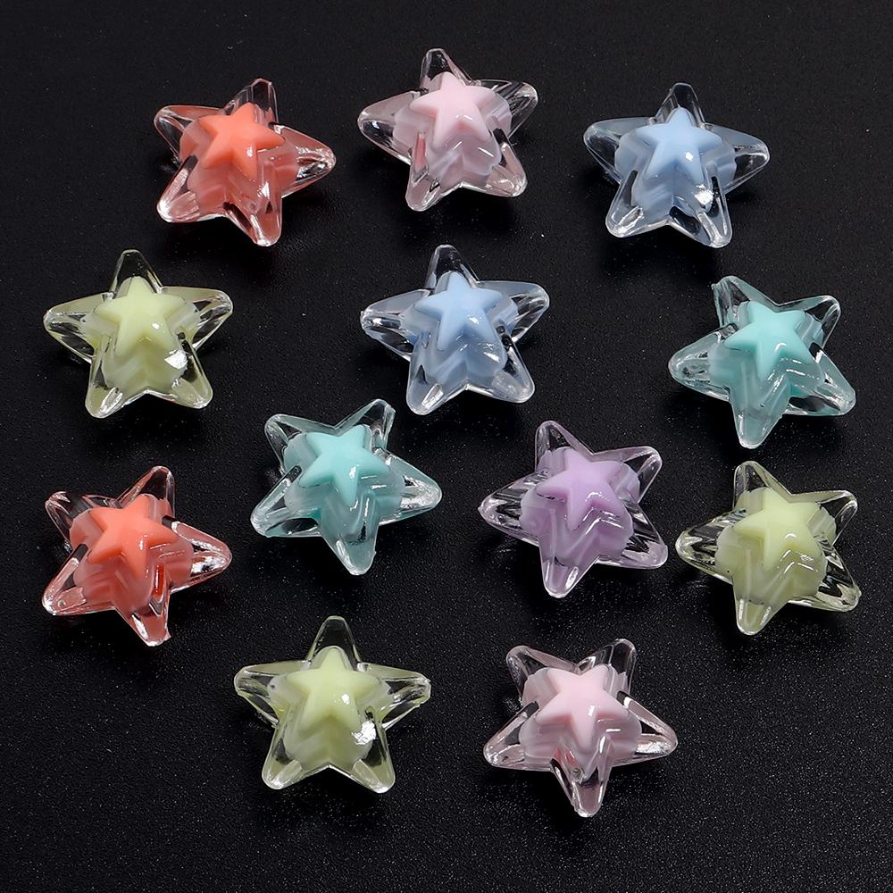 

50pcs 16mm Acrylic Star Beads Colorful Transparent Loose Beads For Jewelry Making DIY Bracelet Necklace Phone Key Chain Supplies