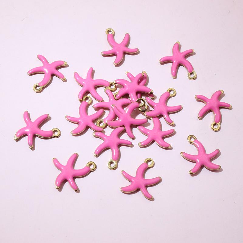 20pcs Stainless Steel Small Enamel Starfish Charms Pendant 10.5x10mm DIY Jewelry Making Accessories for Necklace Earrings