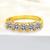 14k Gold Plated 1.5CTTW Real Moissanite Diamond Rings for Women 1/3 Eternity Bands S925 Sterling Silver Fine Jewelry GRA