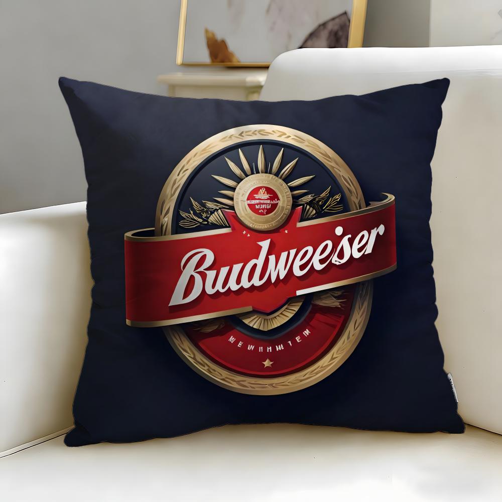 classic beverage brand Budweiser Cushion Cover Soft  EasyWash Pillow Case  Versatile for Couch Bed Travel and Office